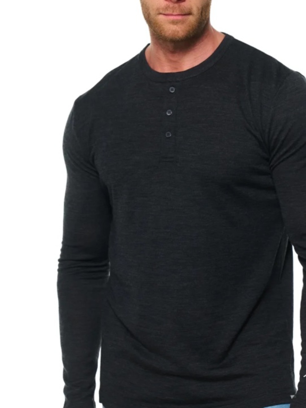 MERINO.TECH Men's Base Layer Long Sleeve Henley -Grey, Lightweight 165g, XL, NWT